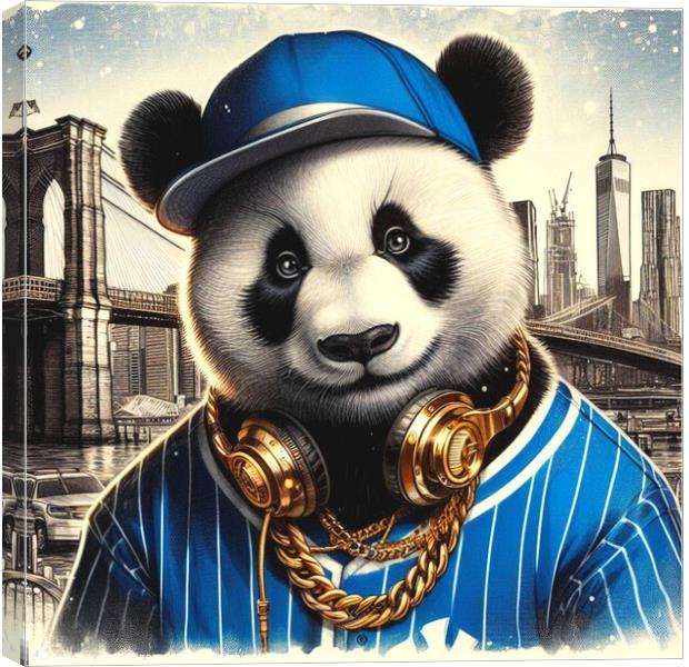 NYC PANDA BLUE 4 Canvas Print by OTIS PORRITT