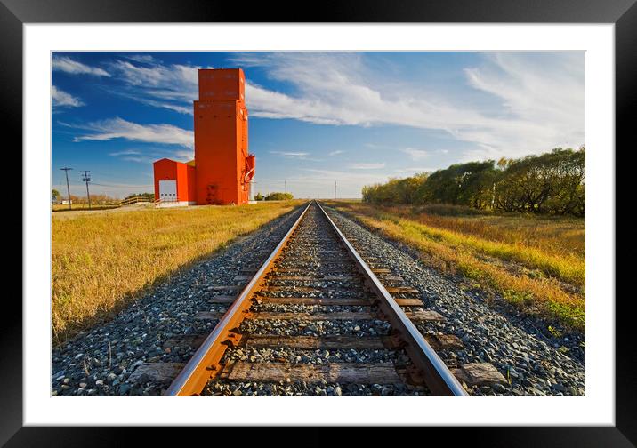 grain elevator along railway Framed Mounted Print by Dave Reede