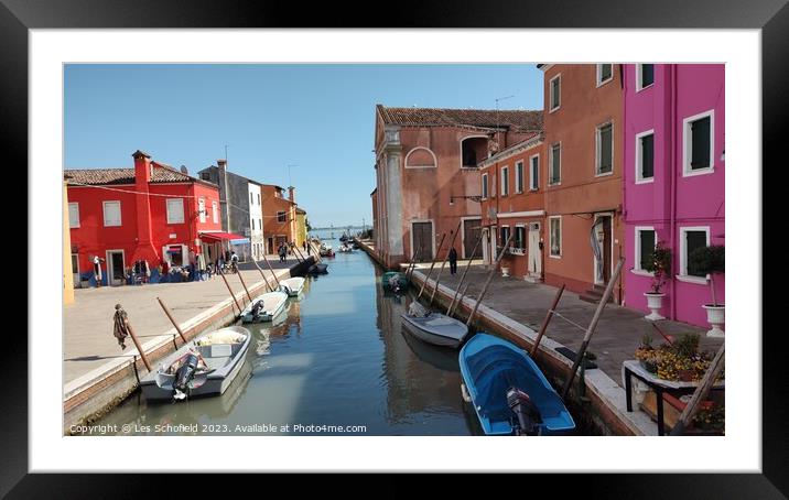 Burano Island Venice  Framed Mounted Print by Les Schofield