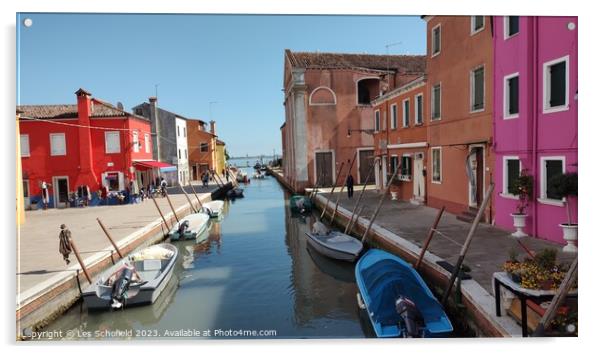Burano Island Venice  Acrylic by Les Schofield
