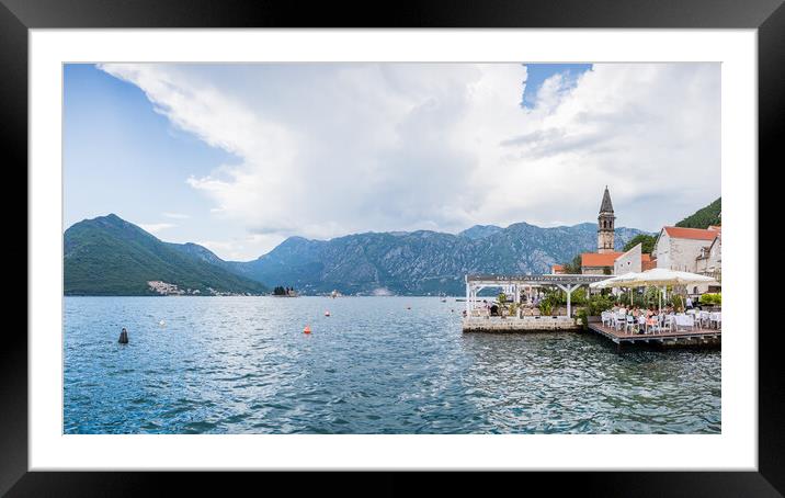 Restaurants line part of the Perast waterfront Framed Mounted Print by Jason Wells