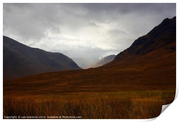 Glen Coe Mountain Grandeur Print by Lee Osborne