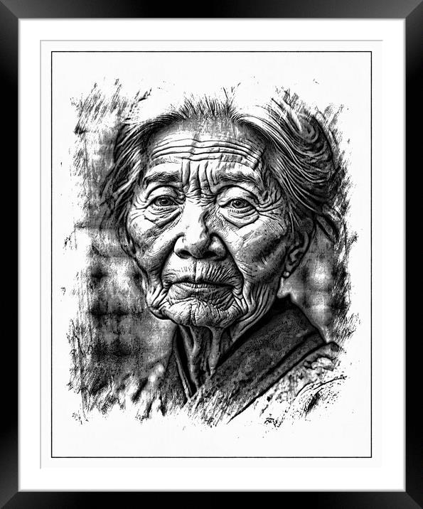 Front view portrait of an abstract mature woman. Framed Mounted Print by Luigi Petro