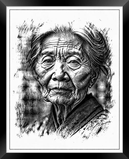 Front view portrait of an abstract mature woman. Framed Print by Luigi Petro