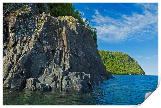 cliffs along Old Woman Bay Print by Dave Reede
