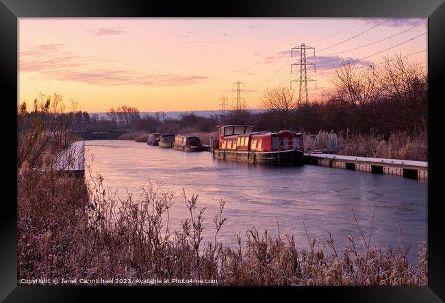 Winter Sunrise over a Frozen River Carron Framed Print by Janet Carmichael