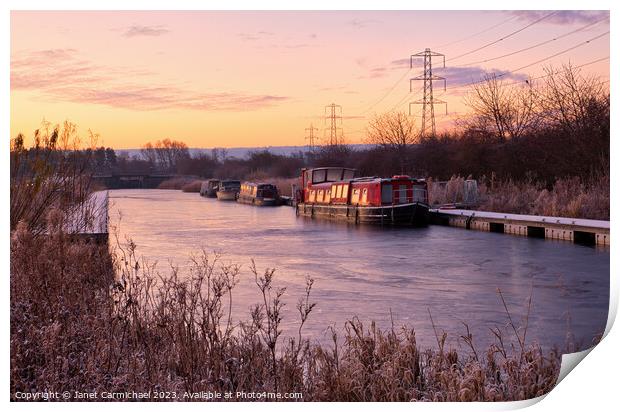 Winter Sunrise over a Frozen River Carron Print by Janet Carmichael