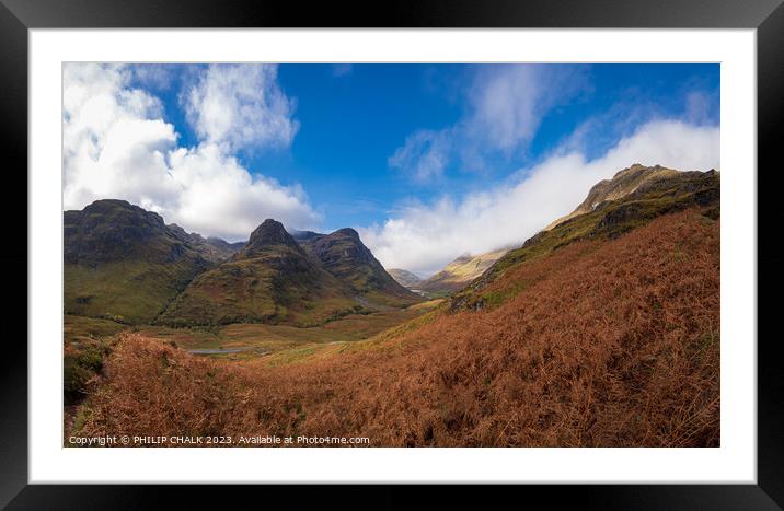 Three sisters mountains in Glencoe Scotland 1004 Framed Mounted Print by PHILIP CHALK