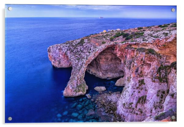 Blue Grotto Sea Cavern At Dawn In Malta Acrylic by Artur Bogacki