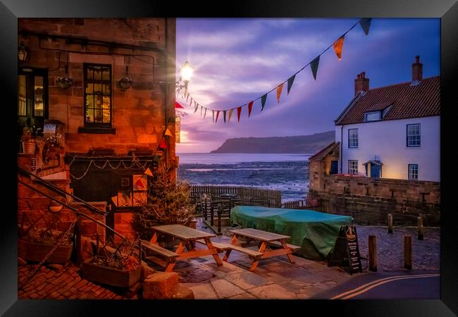 Robin Hood's Bay ~ All is calm, all is bright. Framed Print by Tim Hill