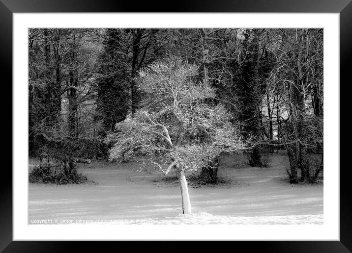 A person standing next to a tree Framed Mounted Print by Simon Johnson
