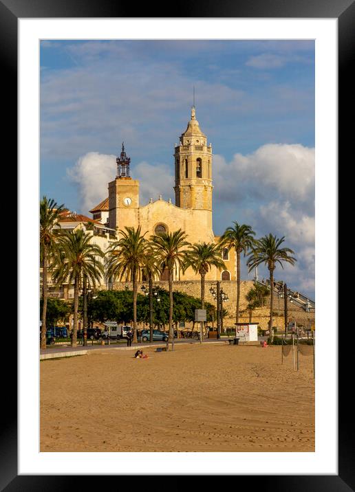 Church of Sant Bartomeu & Santa Tecla, Sitges, Spain Framed Mounted Print by Kevin Hellon