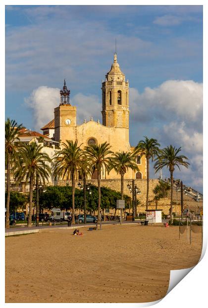 Church of Sant Bartomeu & Santa Tecla, Sitges, Spain Print by Kevin Hellon