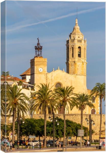 Church of Sant Bartomeu & Santa Tecla, Sitges, Spain Canvas Print by Kevin Hellon