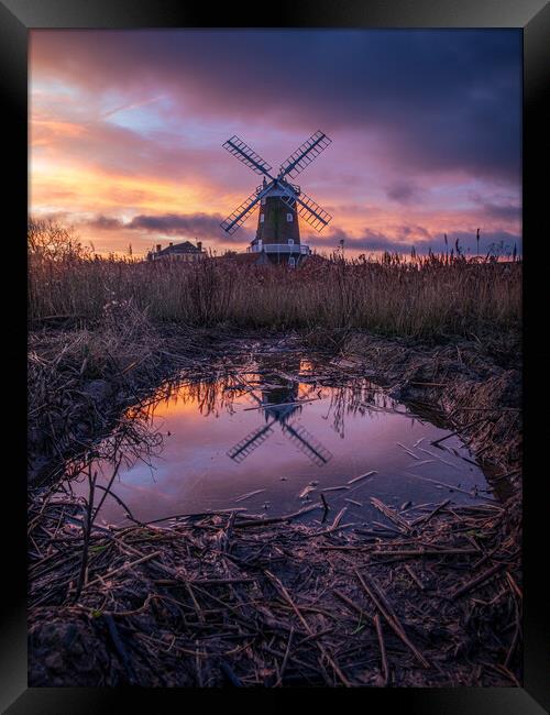 Cley Windmill reflection  Framed Print by Bryn Ditheridge