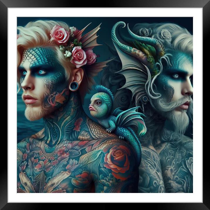 Two Mermen with familiar Framed Mounted Print by Scott Anderson