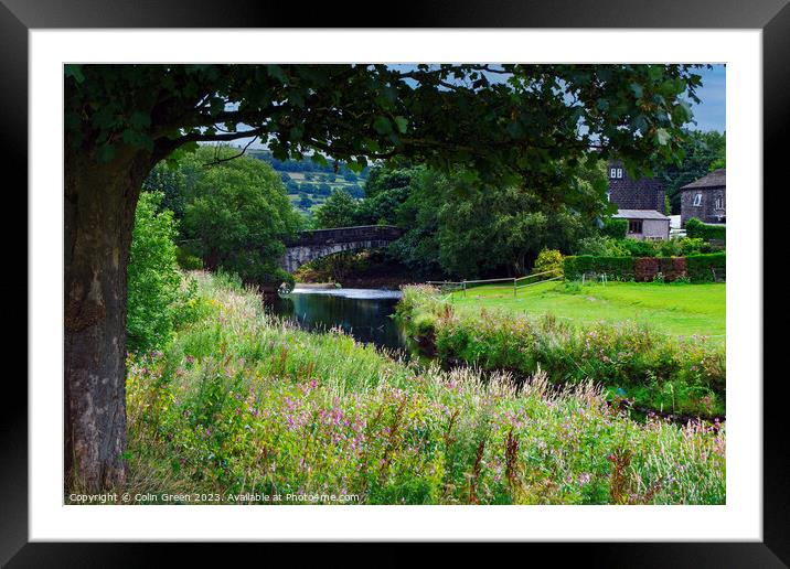 Brearley Bridge and the River Calder Framed Mounted Print by Colin Green