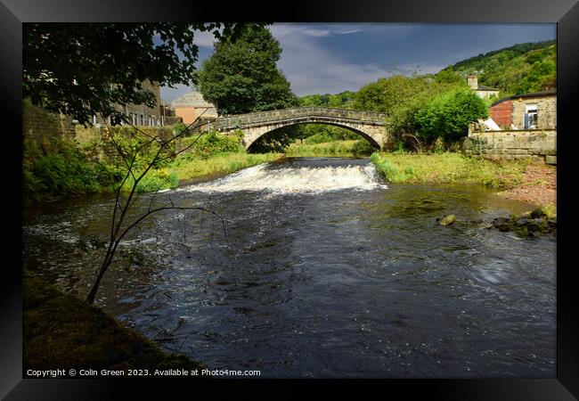 River Calder at Brearley Bridge Framed Print by Colin Green