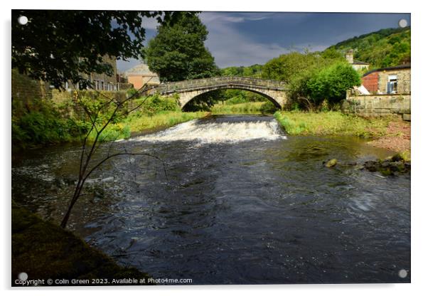 River Calder at Brearley Bridge Acrylic by Colin Green
