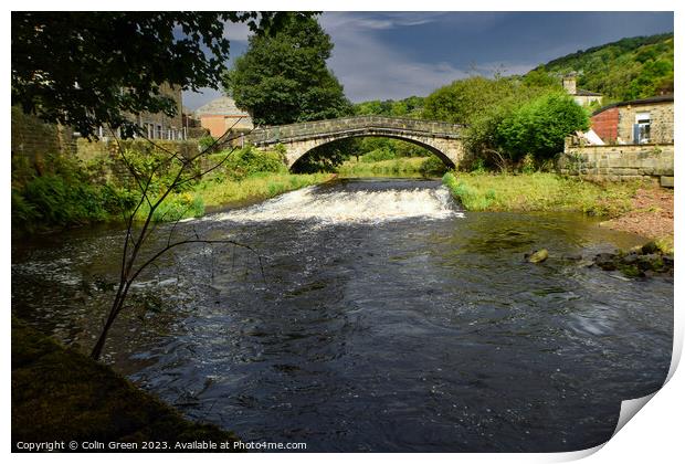 River Calder at Brearley Bridge Print by Colin Green