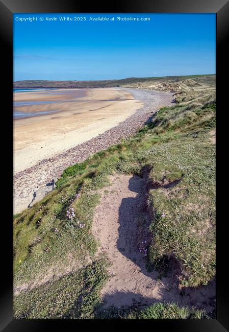 Freshwater West sandy beach Pembrokeshire Framed Print by Kevin White