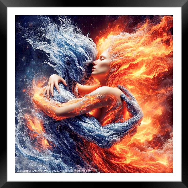 Fire and Water Lovers Framed Mounted Print by Antony McAulay