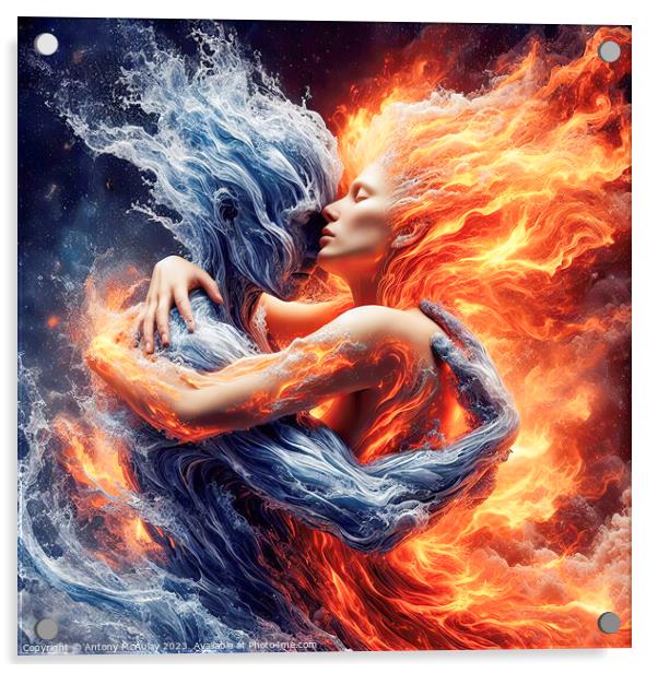 Fire and Water Lovers Acrylic by Antony McAulay