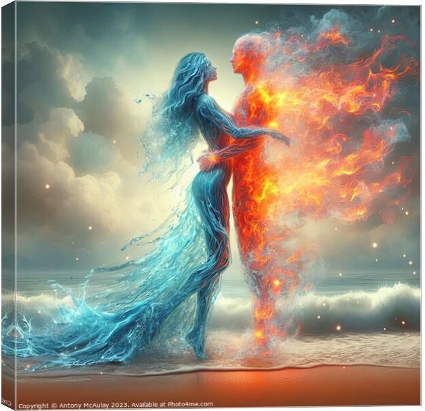 Fire and Water Embrace Canvas Print by Antony McAulay