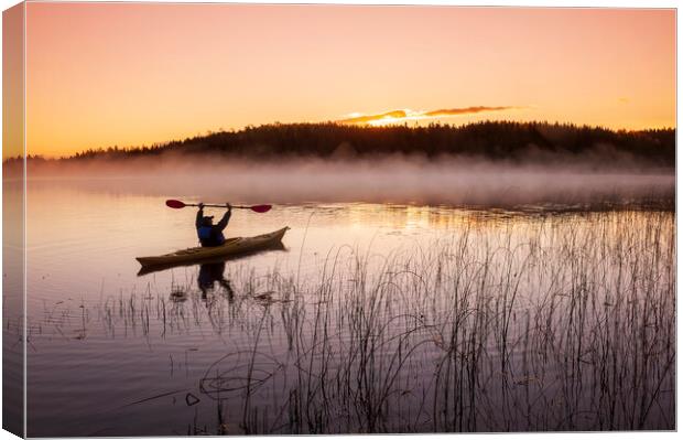 kayaking, Isbister Lake Canvas Print by Dave Reede