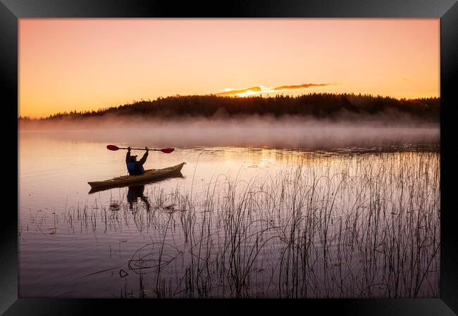 kayaking, Isbister Lake Framed Print by Dave Reede