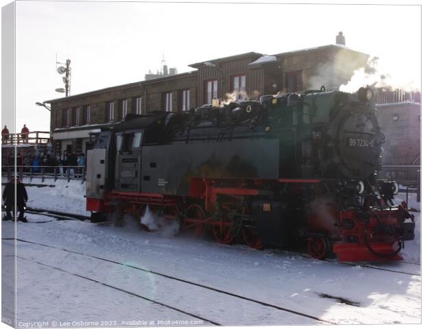 Harz Narrow Gauge Steam Train, Summit of the Brocken Canvas Print by Lee Osborne
