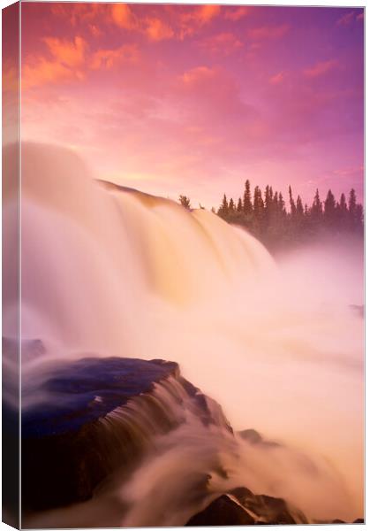 sunrise at Pisew Falls Canvas Print by Dave Reede