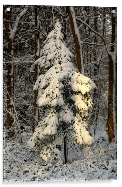 A pile of snow next to a tree Acrylic by Simon Johnson