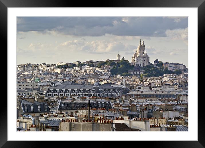 Sacre Coeur over rooftops Framed Mounted Print by Gary Eason