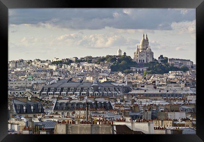 Sacre Coeur over rooftops Framed Print by Gary Eason