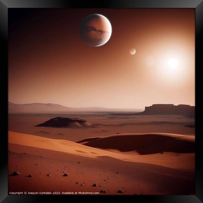A red planet, like Mars, with an unexplored horizo Framed Print by Joaquin Corbalan