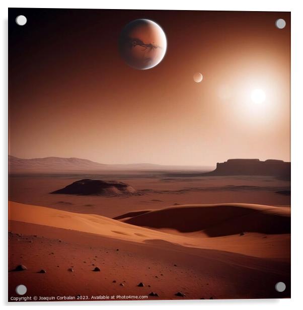 A red planet, like Mars, with an unexplored horizo Acrylic by Joaquin Corbalan
