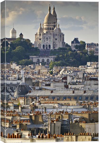 Sacre Coeur over rooftops Canvas Print by Gary Eason