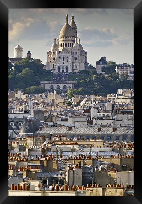 Sacre Coeur over rooftops Framed Print by Gary Eason
