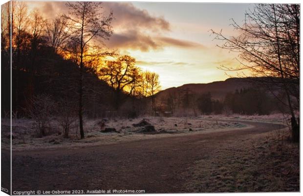 Winter Sunset, Perthshire Canvas Print by Lee Osborne