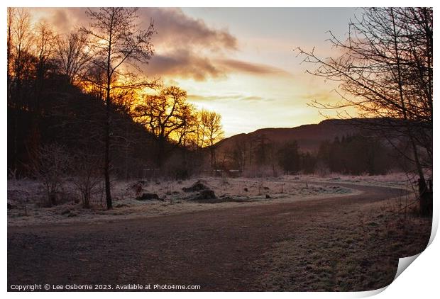 Winter Sunset, Perthshire Print by Lee Osborne