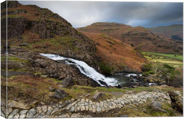 Sour milk gill waterfall Easedale 1008 Canvas Print by PHILIP CHALK
