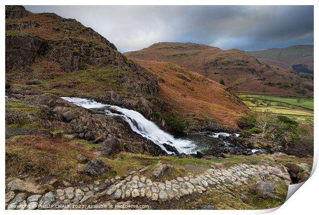 Sour milk gill waterfall Easedale 1008 Print by PHILIP CHALK
