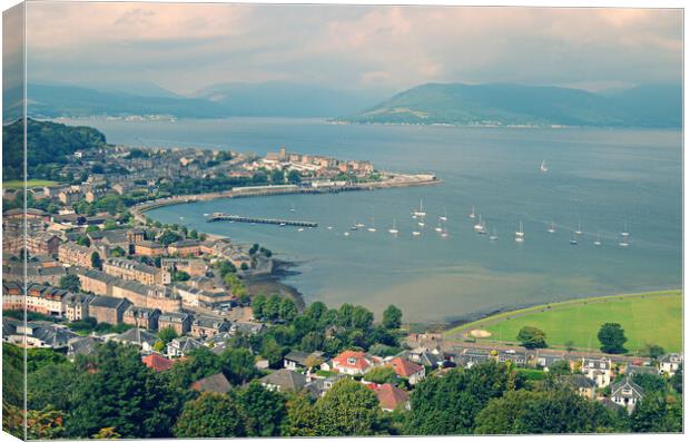 Firth of Clyde panorama, Lyle Hill Greenock Canvas Print by Allan Durward Photography