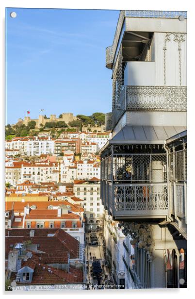 The Santa Justa lift, Lisbon Acrylic by Jim Monk