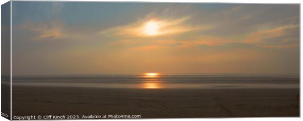 Sunset at Brean Canvas Print by Cliff Kinch