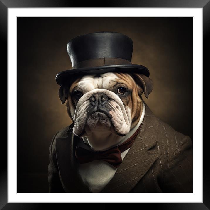 British Bulldog Portriat  Framed Mounted Print by CC Designs