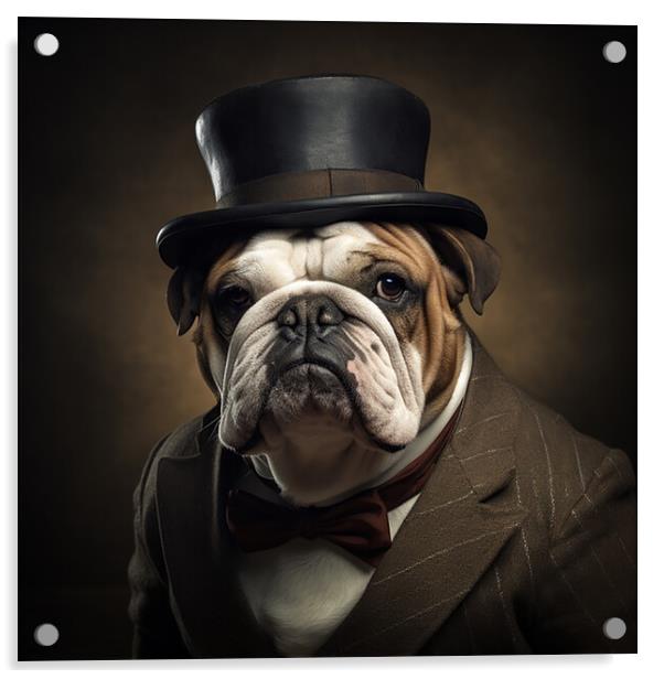 British Bulldog Portriat  Acrylic by CC Designs