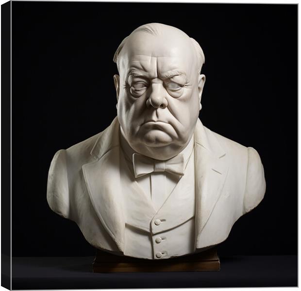 Marble Statue of Winston Churchill  Canvas Print by CC Designs