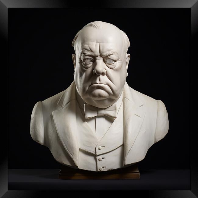Marble Statue of Winston Churchill  Framed Print by CC Designs